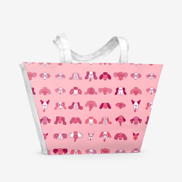 Пляжная сумка &laquo;Смешные собачки, розовый&raquo;