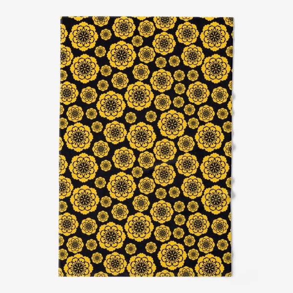 Полотенце «Желтые цветы на черном»