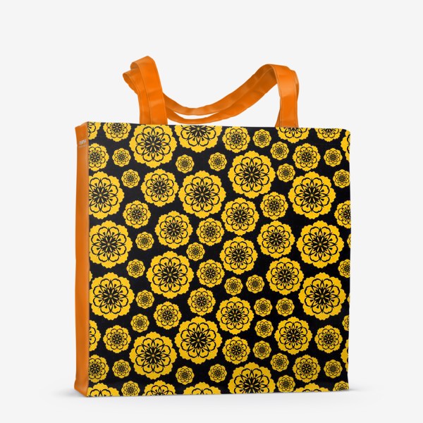 Сумка-шоппер «Желтые цветы на черном»