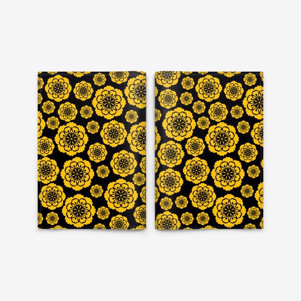 Обложка для паспорта «Желтые цветы на черном»