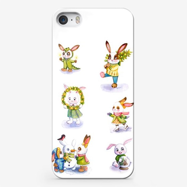 Чехол iPhone «Новогодние кролики»