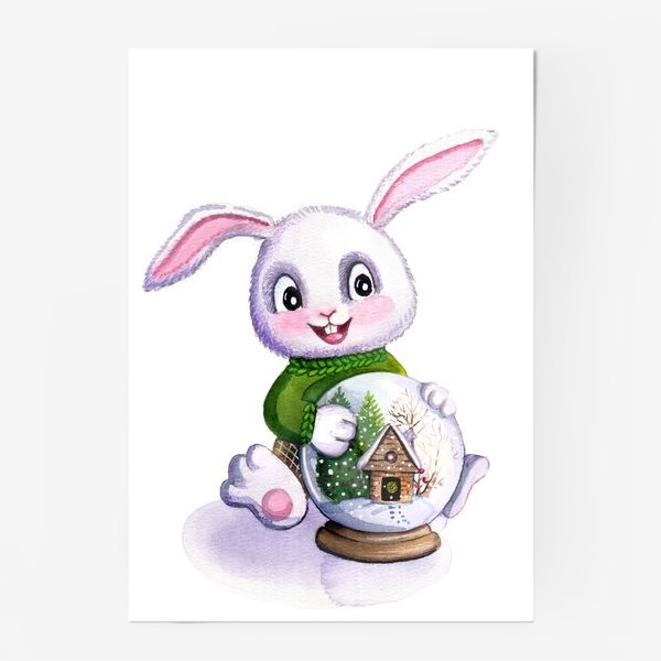Постер «Кролик со снежным шаром»