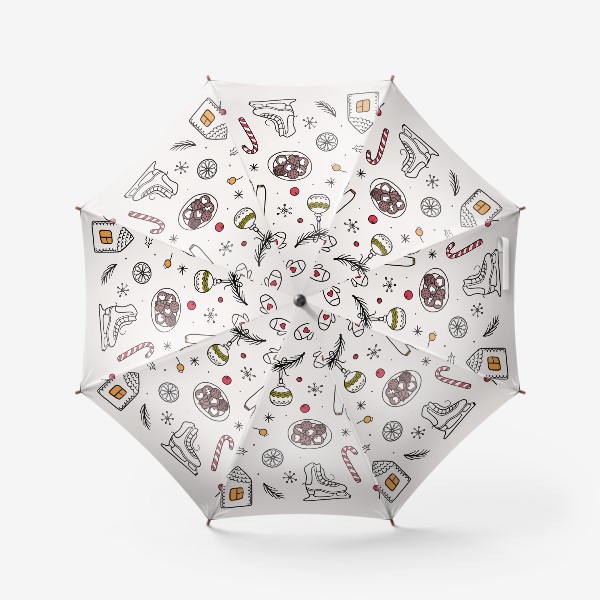 Зонт «Уютная зимняя иллюстрация. Коллекция сезонных предметов»
