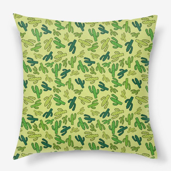 Подушка «Забавные зеленые кактусы»