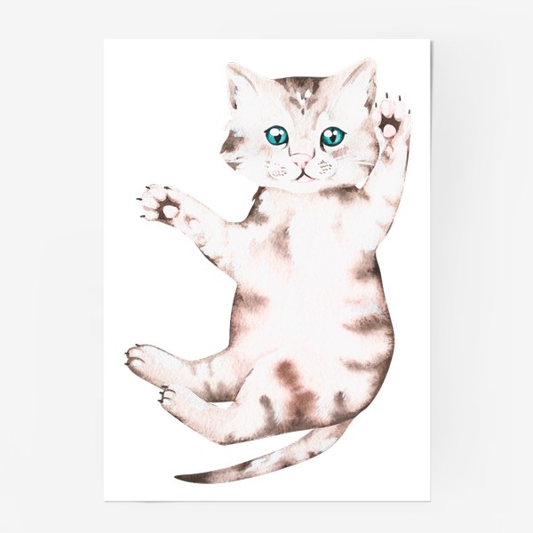 Постер &laquo;Милый серый котёнок&raquo;