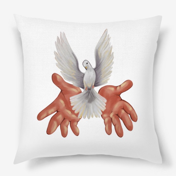 Подушка «Руки и голубь»