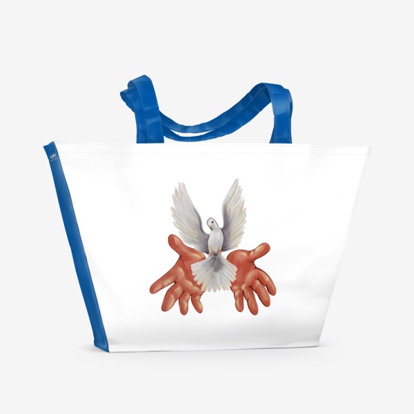 Пляжная сумка «Руки и голубь»