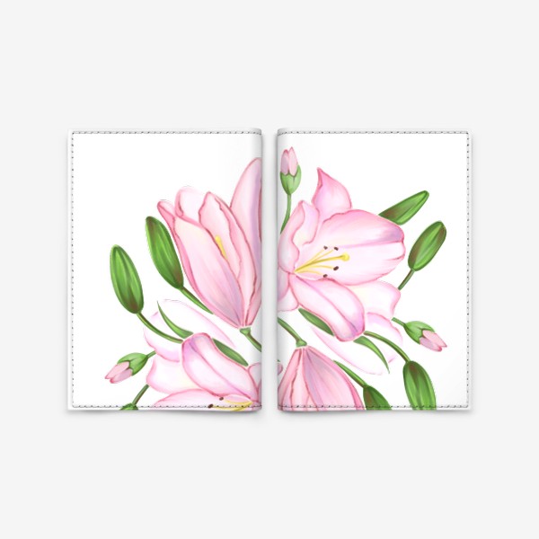 Обложка для паспорта «Розовые Лилии, цветы.»