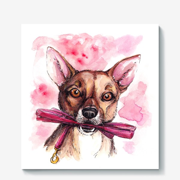Холст «Собака - друг человека! Розовый»
