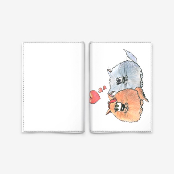 Обложка для паспорта &laquo;Влюбленные коты, парочка. Графика.&raquo;