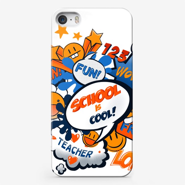 Чехол iPhone «"Скоро в школу!" яркий принт в стиле поп-арт для ученика или студента »
