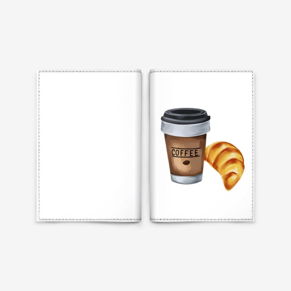 Обложка для паспорта &laquo;Кофе с круассаном&raquo;