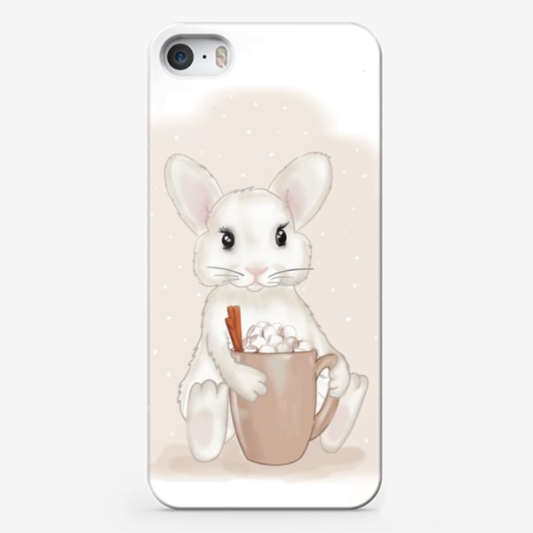 Чехол iPhone «Белый кролик с чашкой маршмеллоу»