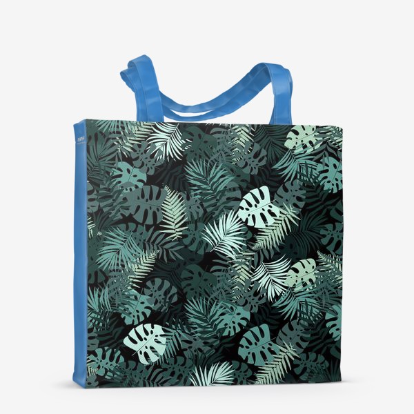 Сумка-шоппер «Тропические листья на черном фоне»