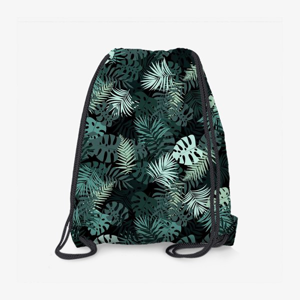 Рюкзак «Тропические листья на черном фоне»