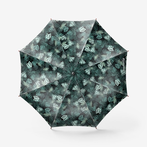 Зонт «Тропические листья на черном фоне»