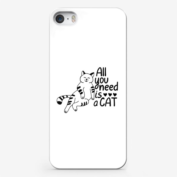 Чехол iPhone «Леттеринг с котом »