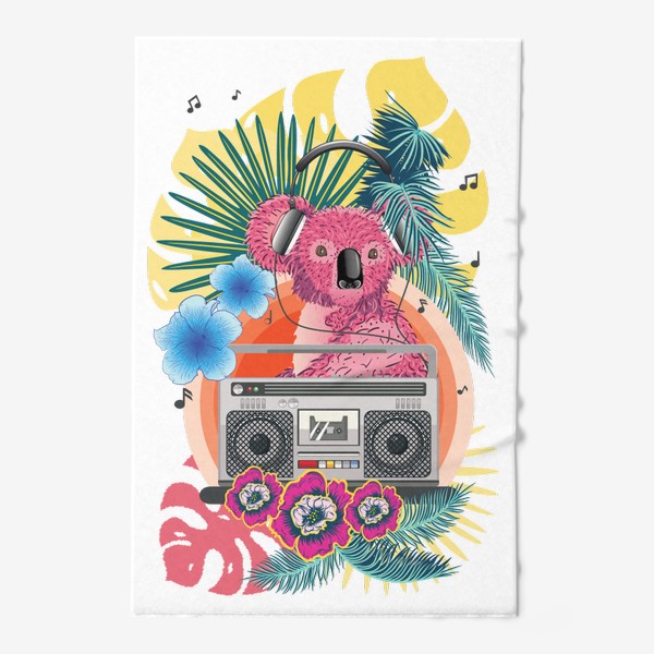 Полотенце «Розовая коала с бумбоксом»