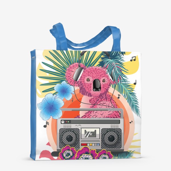 Сумка-шоппер «Розовая коала с бумбоксом»