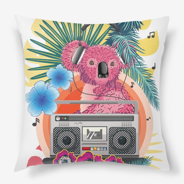 Подушка «Розовая коала с бумбоксом»