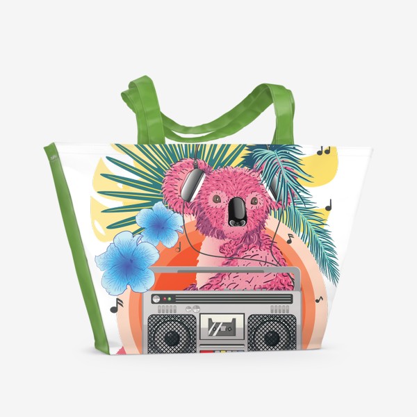 Пляжная сумка &laquo;Розовая коала с бумбоксом&raquo;