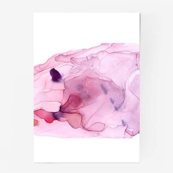 Постер «Lush translucent waved pink cloud - Пышное полупрозрачное волнистое розовое облако с а фиолетовой пунктирной линией»