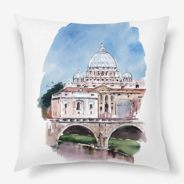 Подушка «Акварель городской пейзаж Рим»