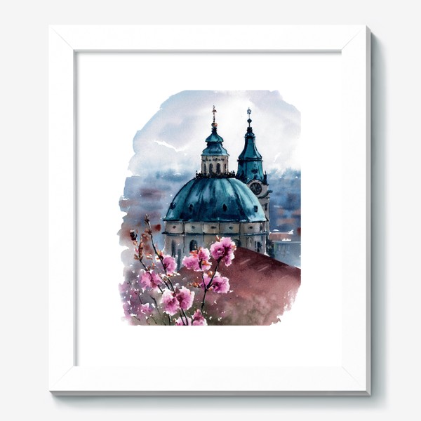Картина «Акварель городской пейзаж Весна в Праге»
