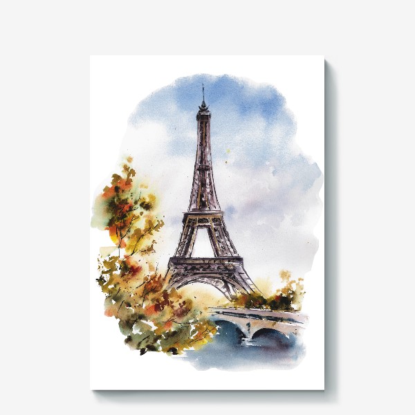 Холст «Акварель городской пейзаж Осень в Париже»