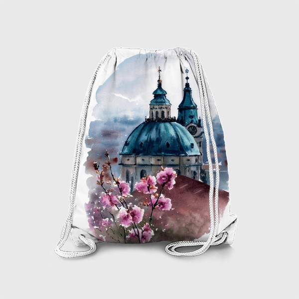 Рюкзак «Акварель городской пейзаж Весна в Праге»