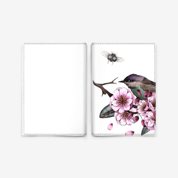 Обложка для паспорта «Птица и сакура»