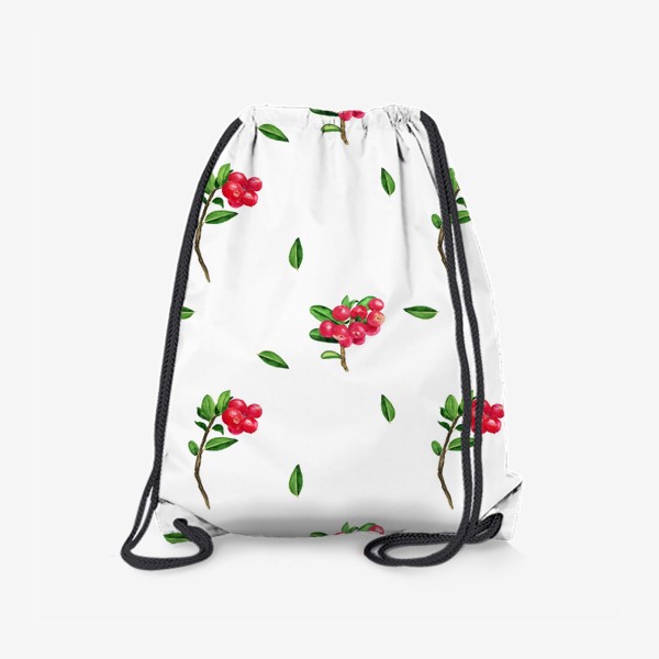 Рюкзак «Брусника ягода на белом, паттерн акварельный»