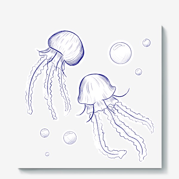 Холст «Синие медузы»