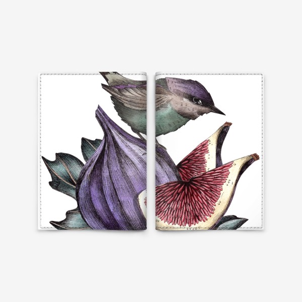 Обложка для паспорта «Птичка и инжиры»