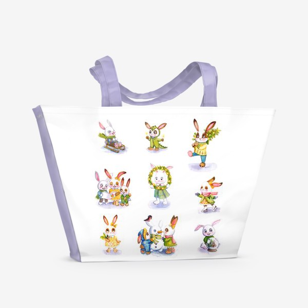 Пляжная сумка «Новогодние кролики»