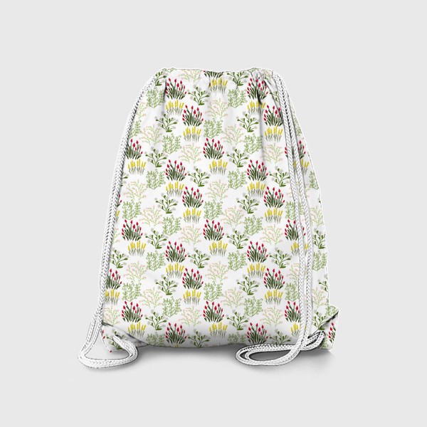Рюкзак «Цветы в стиле сканди на белом, паттерн»