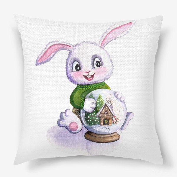 Подушка «Кролик со снежным шаром»
