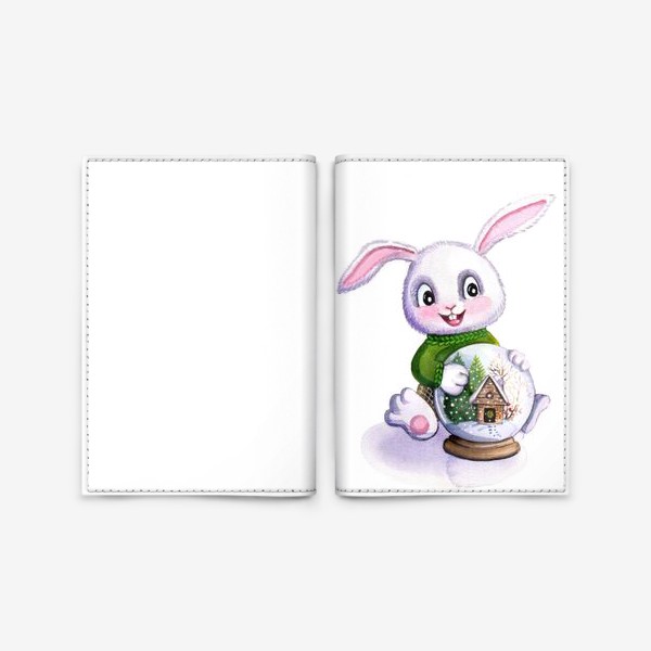 Обложка для паспорта «Кролик со снежным шаром»