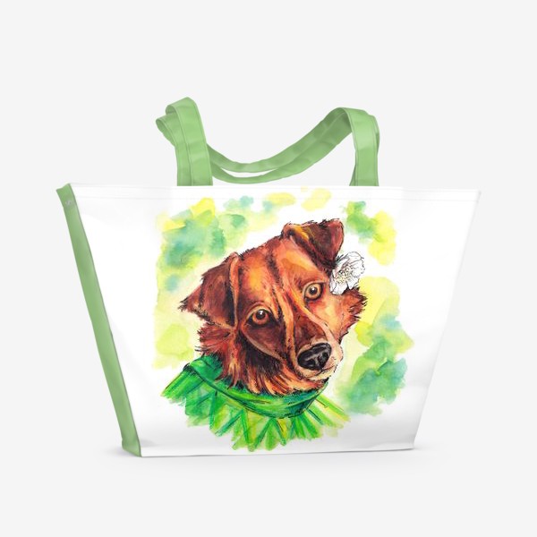 Пляжная сумка &laquo;Собака - друг человека! Зеленый&raquo;