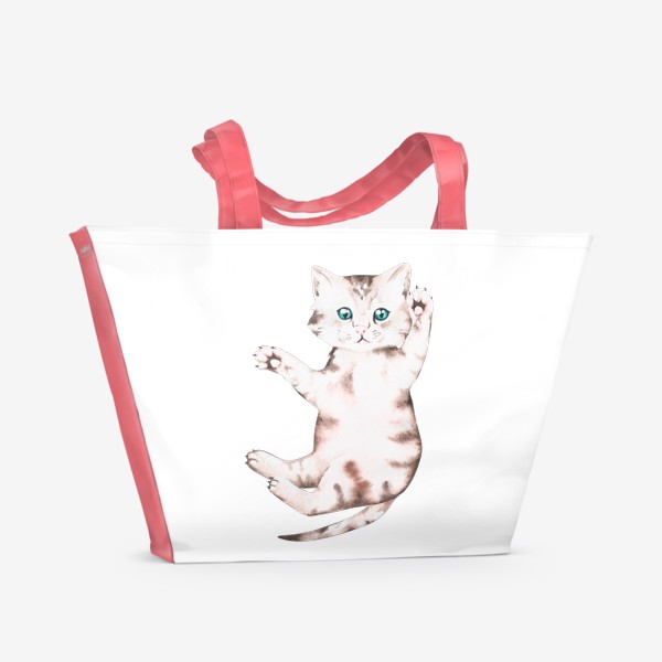 Пляжная сумка «Милый серый котёнок»