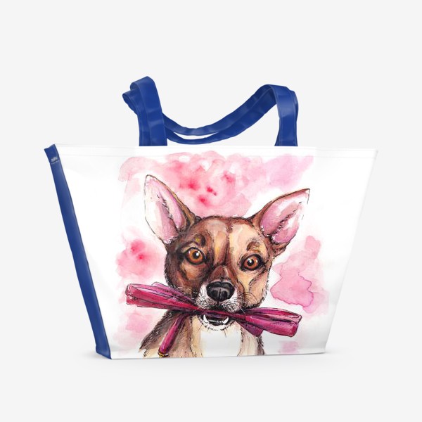 Пляжная сумка &laquo;Собака - друг человека! Розовый&raquo;