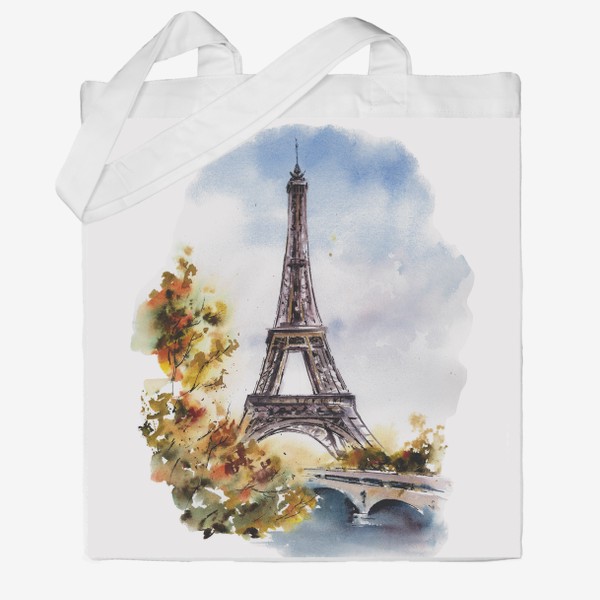 Сумка хб «Акварель городской пейзаж Осень в Париже»