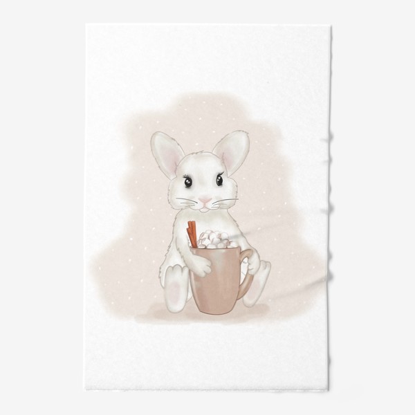Полотенце &laquo;Белый кролик с чашкой маршмеллоу&raquo;