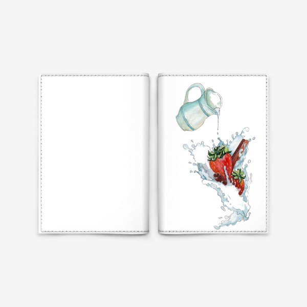 Обложка для паспорта «клубника со сливками»