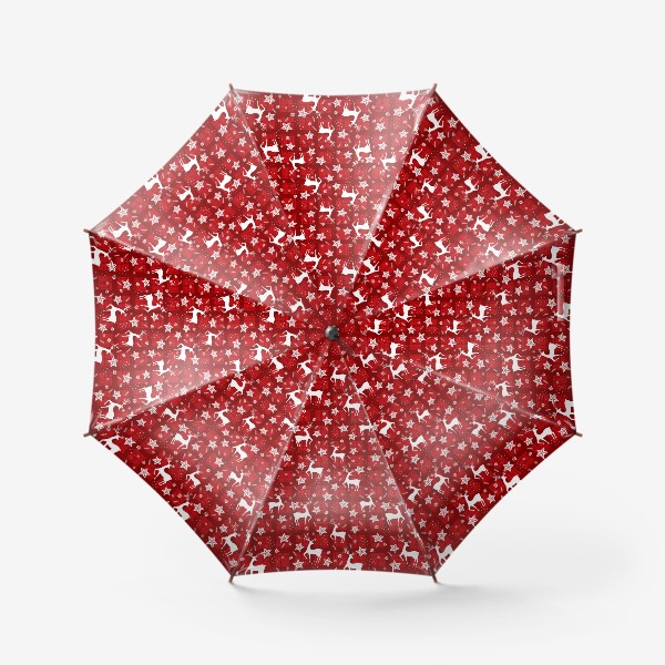 Зонт «Новогодние олени с веточками и снежинками»