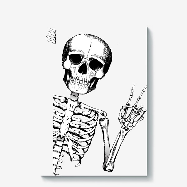 Холст «Скелет показывает знак мира»