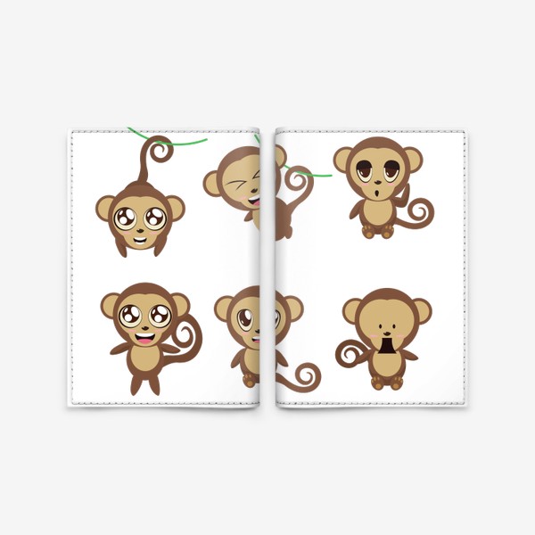 Обложка для паспорта &laquo;Веселые обезьянки&raquo;