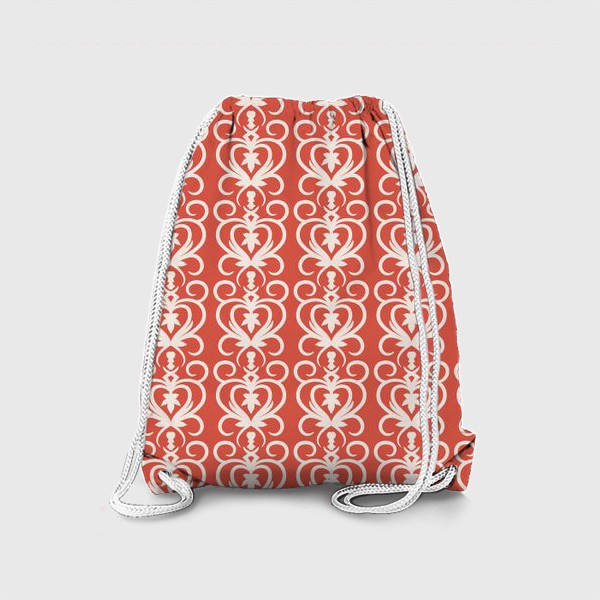 Рюкзак «Винтажный вертикальный орнамент на красном»