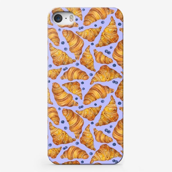 Чехол iPhone «Паттерн фиолетовый « Круассаны с ягодами»»