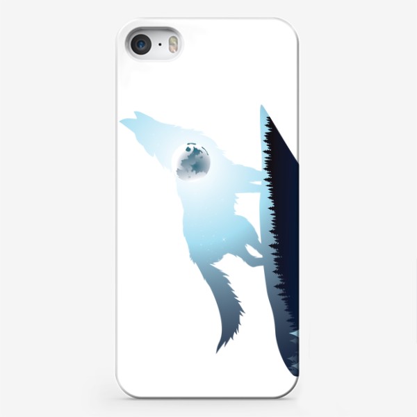 Чехол iPhone «Воющий волк и ночной лес»